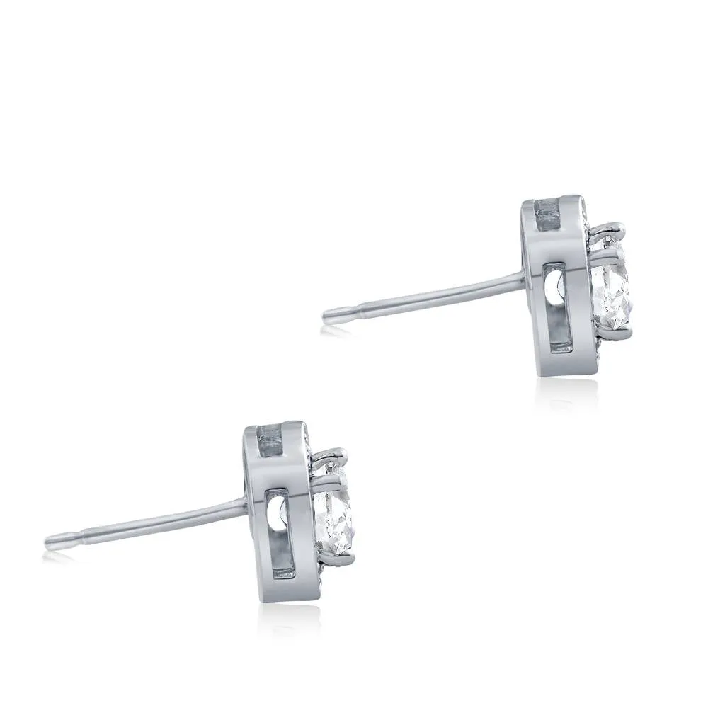 1 cttw Halo Diamond Studs 14k White Gold