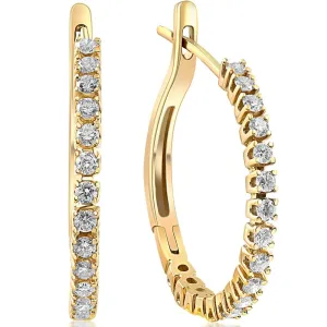 1/2 ct Diamond Hoops 10K Yellow Gold 1" Tall