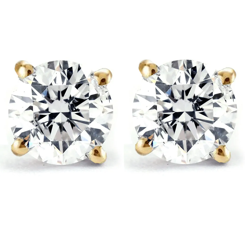 1/2Ct TW Diamond Studs in 14k White or Yellow Gold Lab Grown