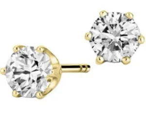 14 Karat Yellow 0.33ct Diamond Stud Earrings