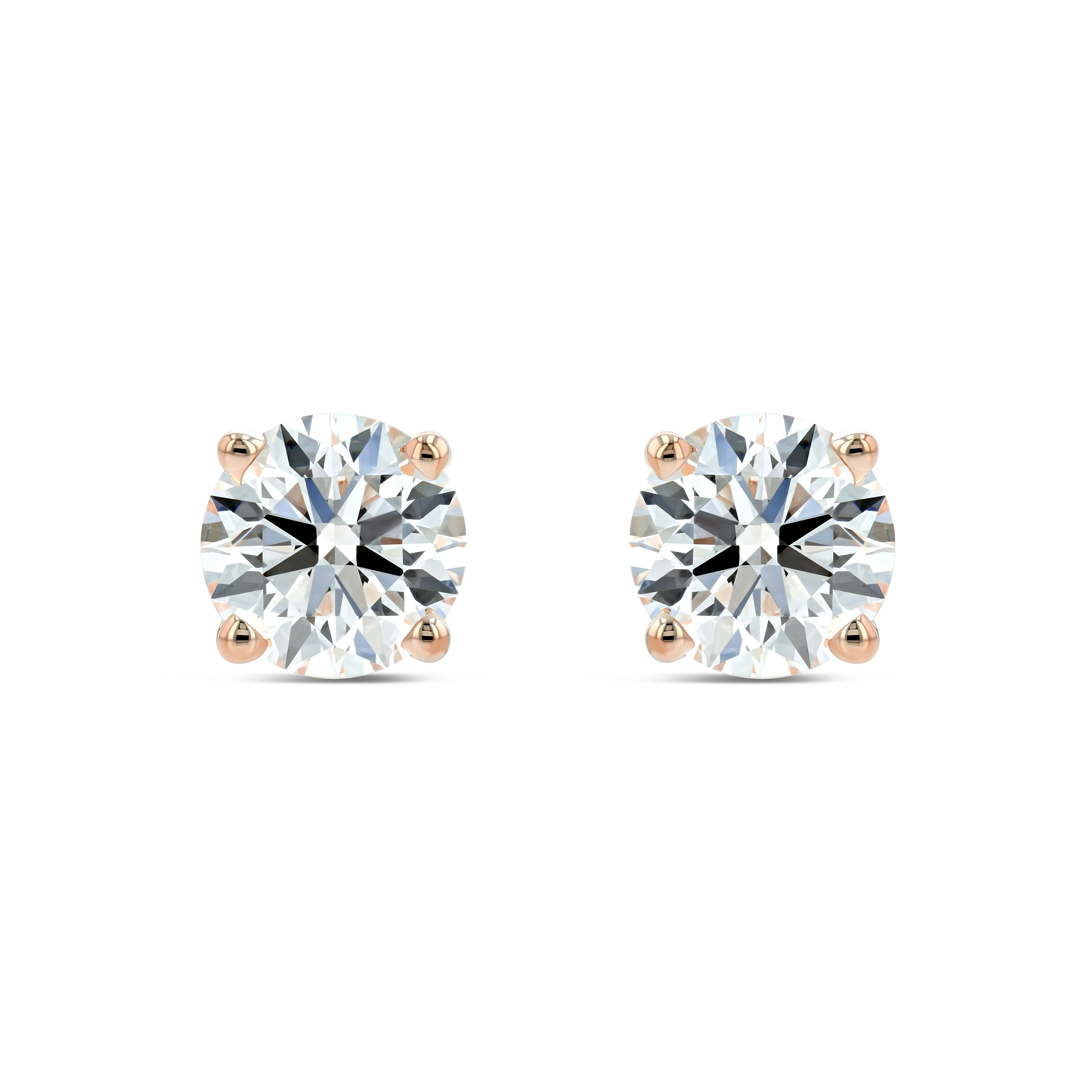 14k Rose Gold 4-prong Round Brilliant Diamond Stud Earrings (1.5 Ct. T.w., Si1-si2 Clarity, H-i Color)