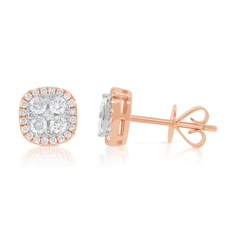 14k Rose Gold Diamond Stud Earrings