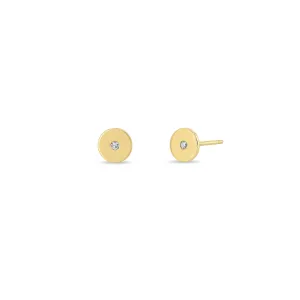 14k Single Diamond Medium Disc Studs