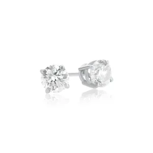 14K White Gold 0.90 CT Round Diamond Stud Earrings