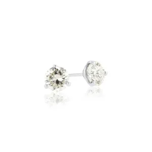 14K White Gold 1.00 CT Round Diamond Three-Prong Martini Stud Earrings