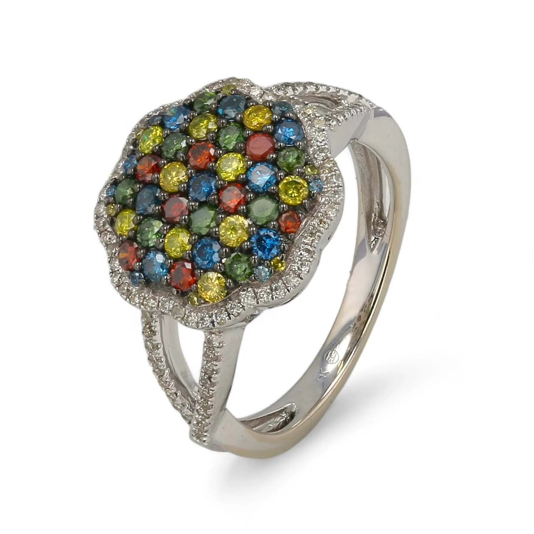 14k White gold multicolor 1CT diamonds Ring-227339