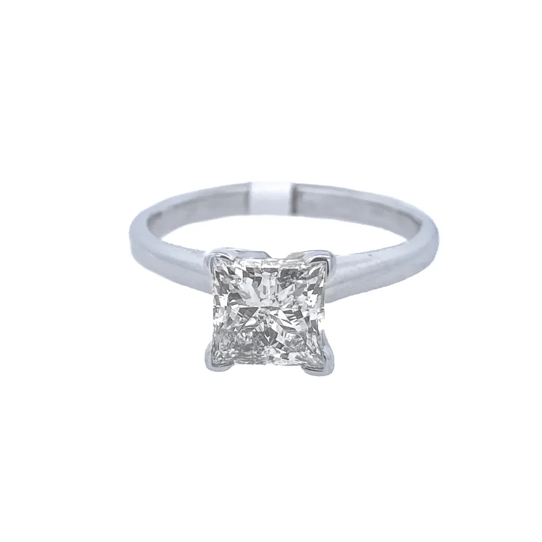 14K White Princess Diamond 1.07Ct Solitaire Engagement Ring