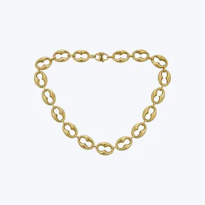 14K Yellow Gold Puffed Coffee Bean Necklace