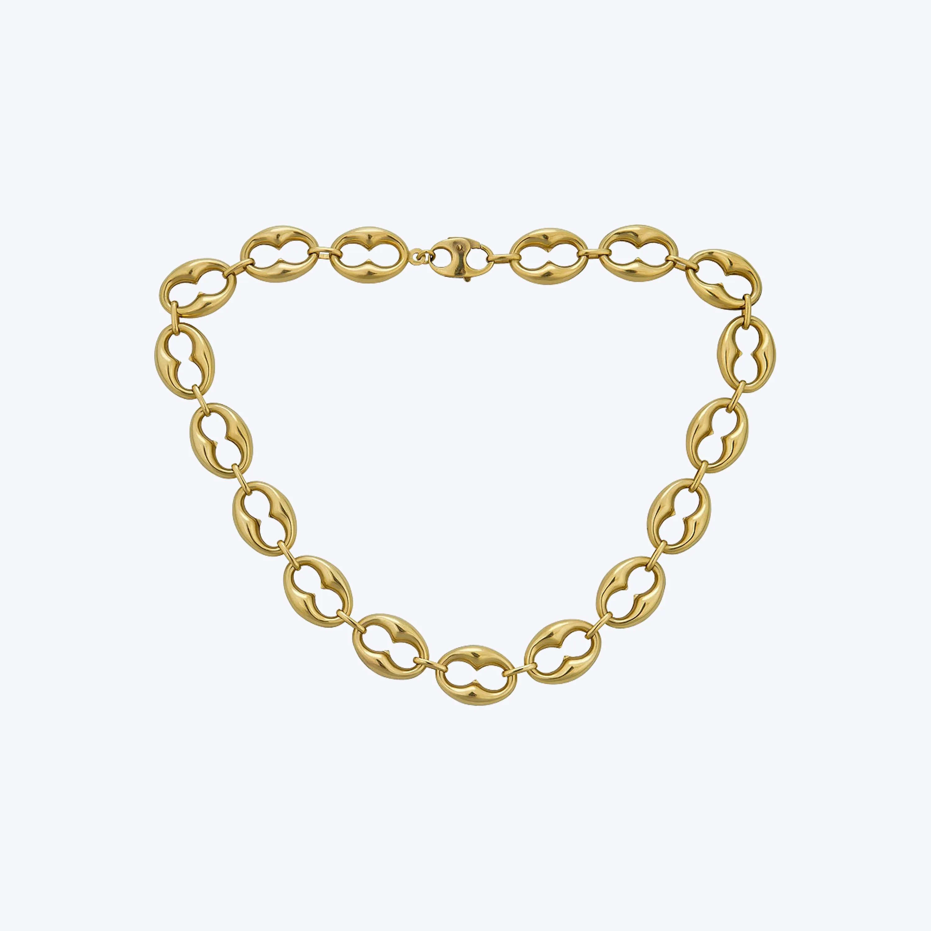 14K Yellow Gold Puffed Coffee Bean Necklace