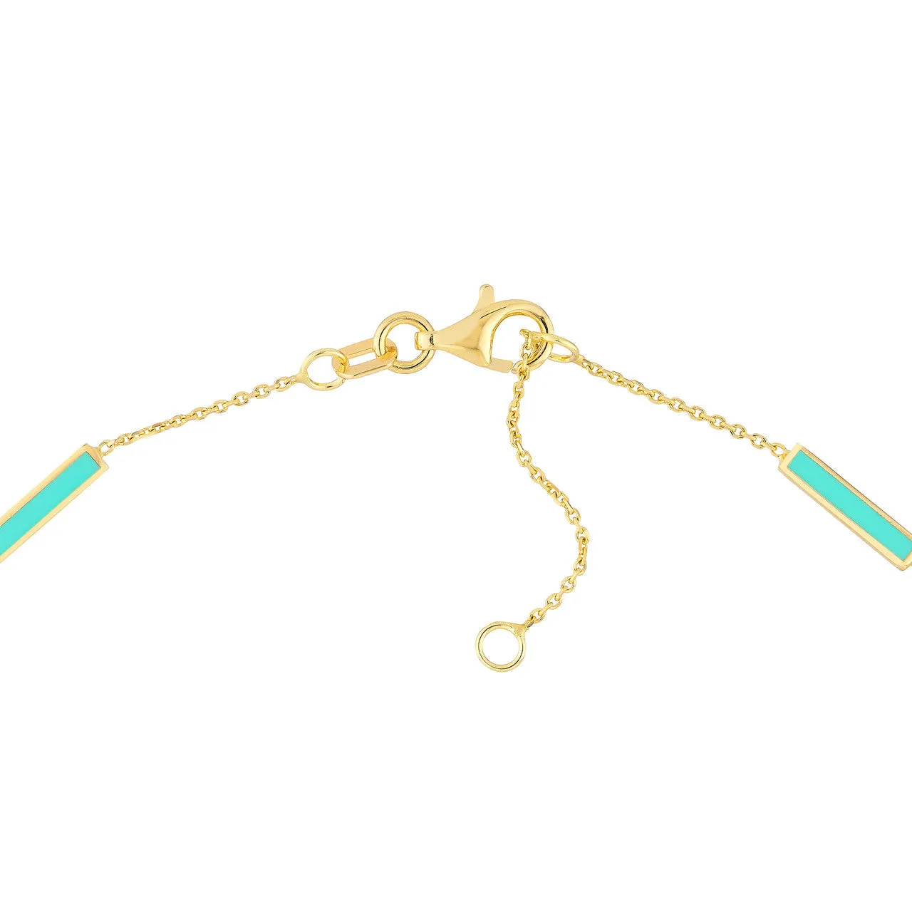 14K Yellow Gold Turquoise Enamel Alternating Bar Anklet