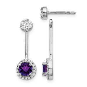 14KT 0.80 CTW AMETHYST AND 0.33 CTW DIAMOND HALO EARRINGS