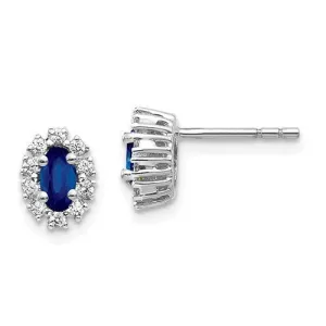 14KT GOLD 2/3 CTW SAPPHIRE & 1/5 CTW DIAMOND OVAL HALO EARRINGS