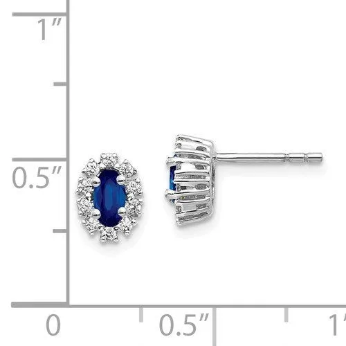 14KT GOLD 2/3 CTW SAPPHIRE & 1/5 CTW DIAMOND OVAL HALO EARRINGS