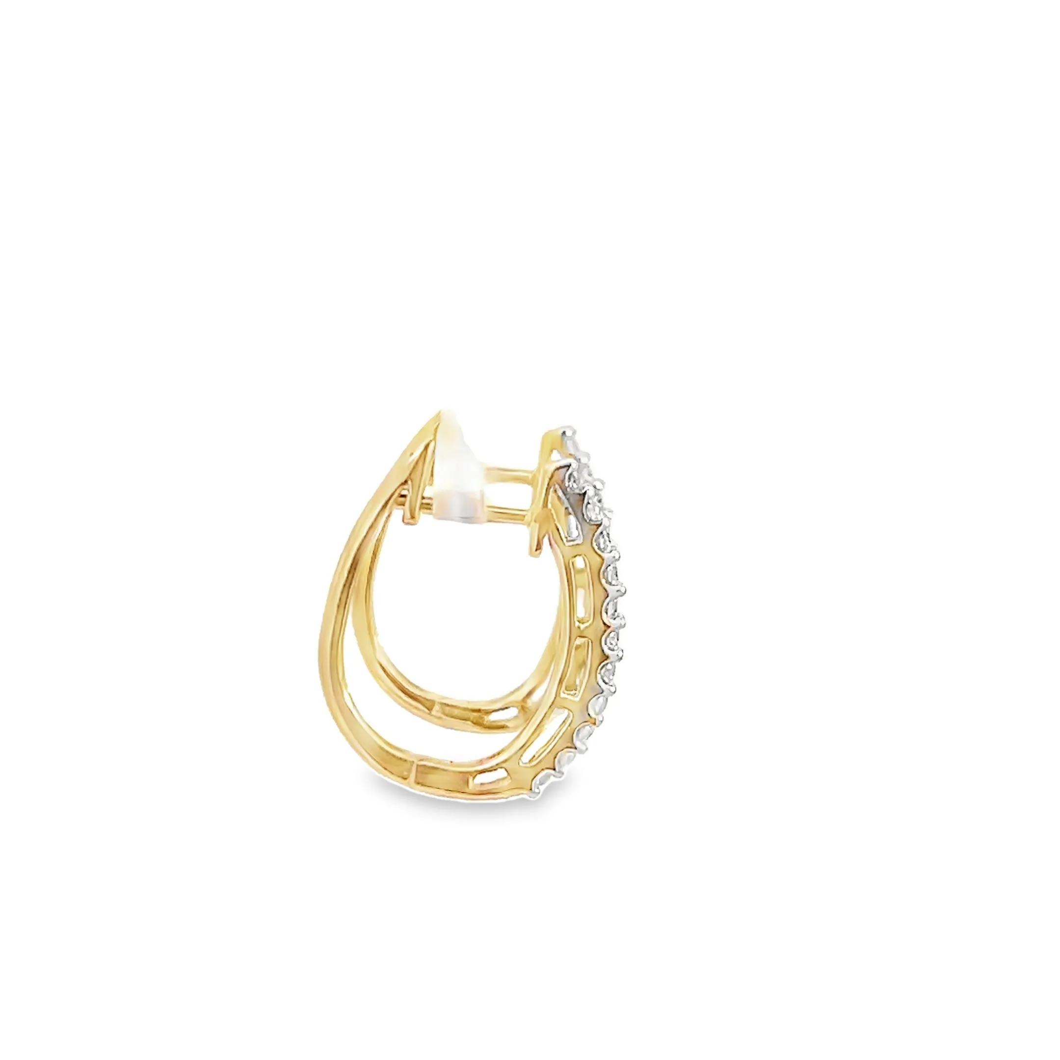 14kt Yelow  Gold Diamond Hoops