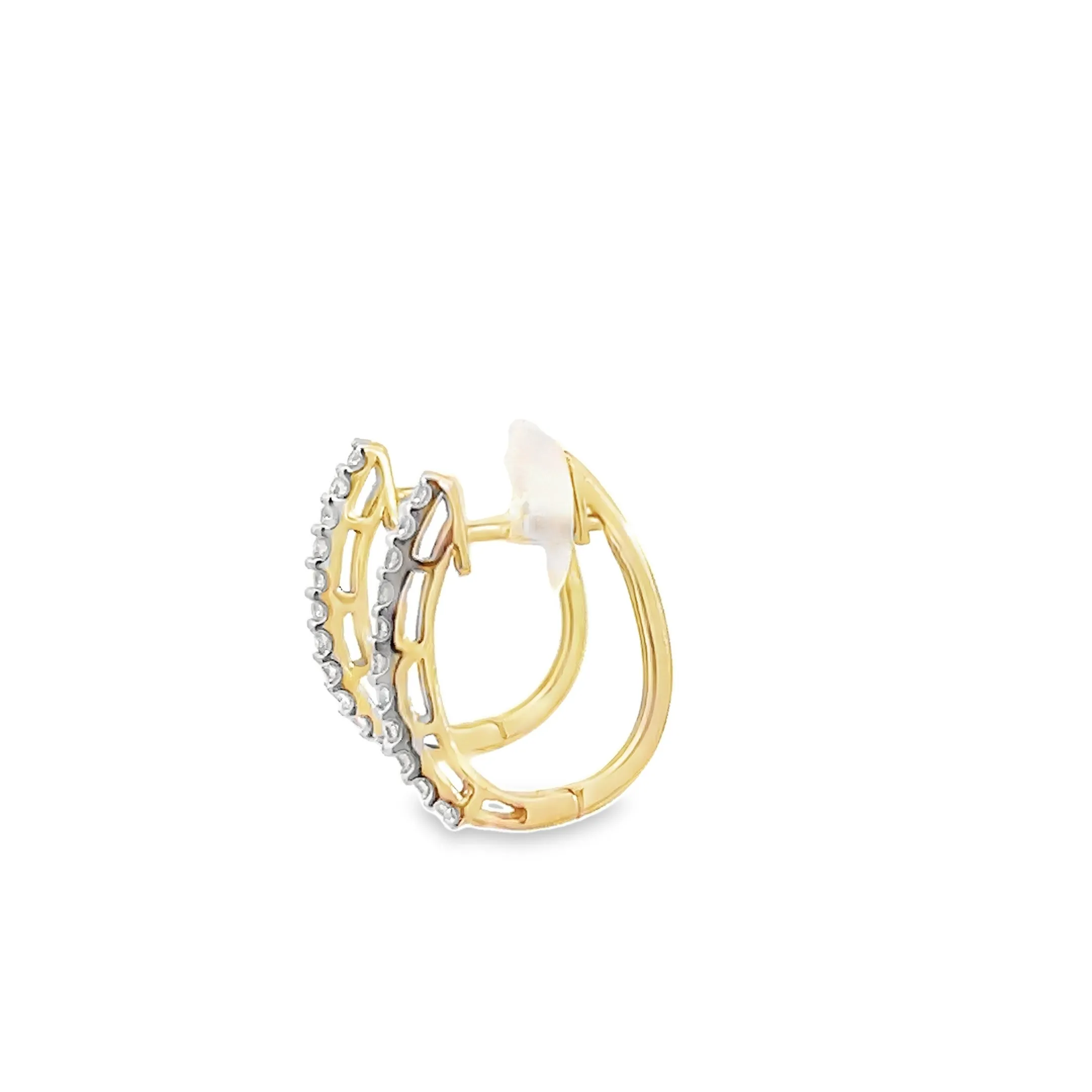 14kt Yelow  Gold Diamond Hoops