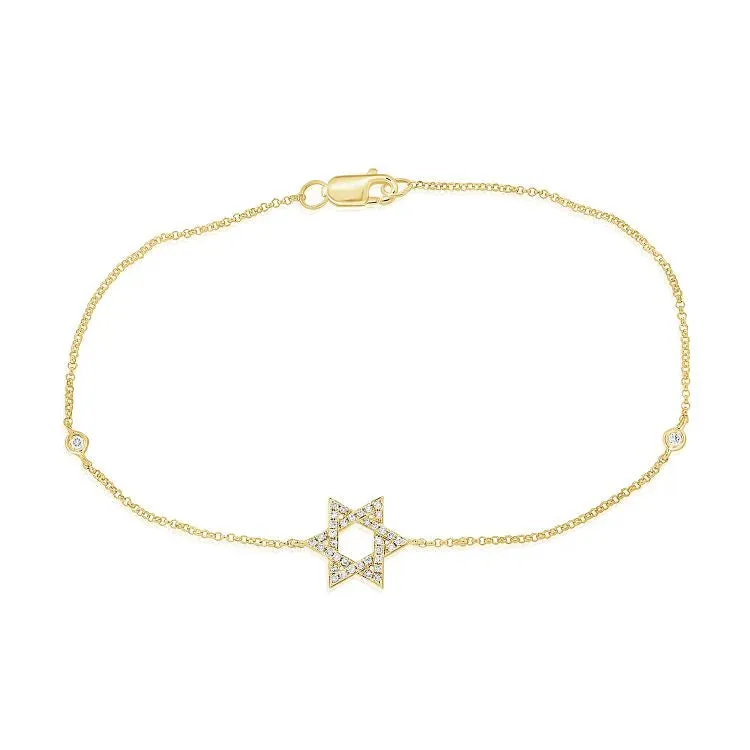 14KY Diamond Star of David Bracelet