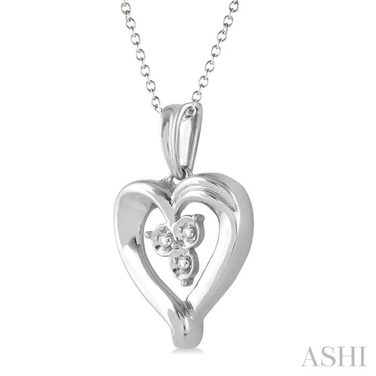 1/50 Ctw Single Cut Diamond Heart Pendant in Sterling Silver with Chain