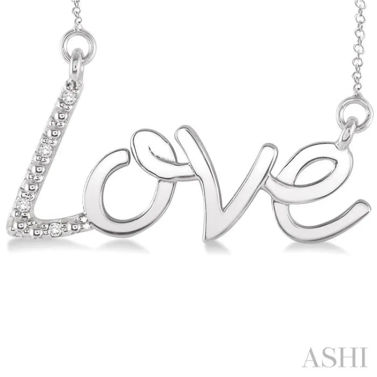 1/50 Ctw Single Cut Diamond Love Pendant in Sterling Silver with Chain