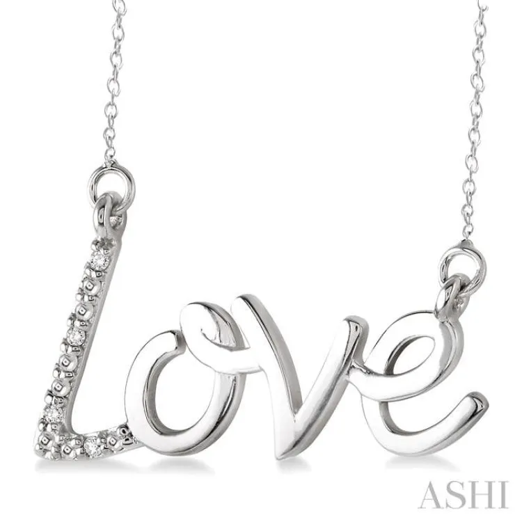 1/50 Ctw Single Cut Diamond Love Pendant in Sterling Silver with Chain