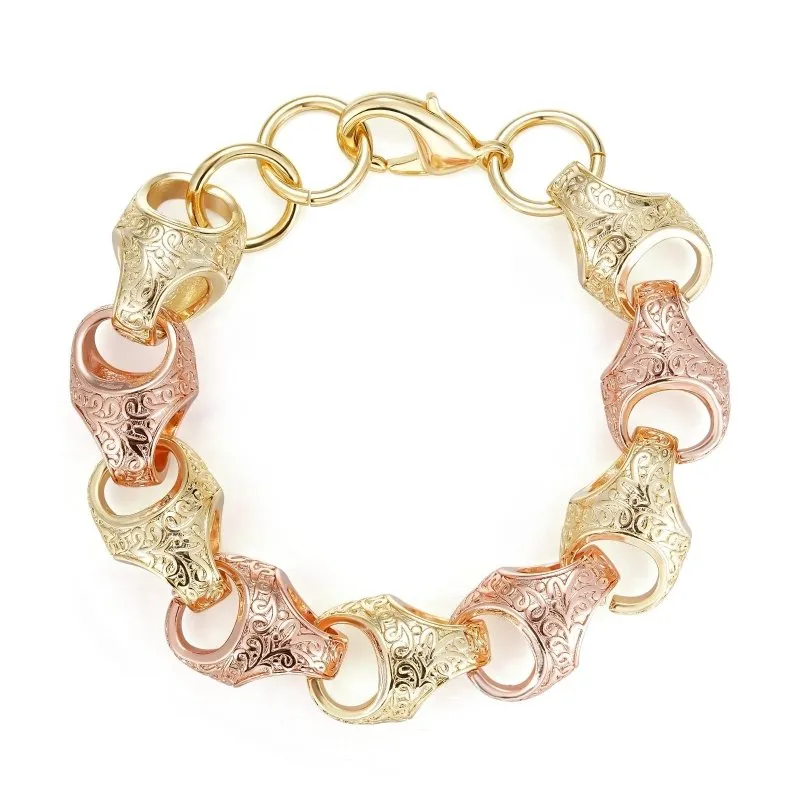 17mm 2 Tone Rose Gold Acorn Bracelet 8/8.5 Inches