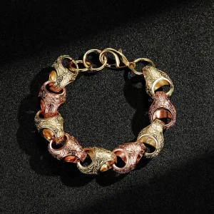 17mm 2 Tone Rose Gold Acorn Bracelet 8/8.5 Inches