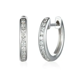 18ct White Gold 0.24ct Round Brilliant Cut Diamond Hoop Earrings