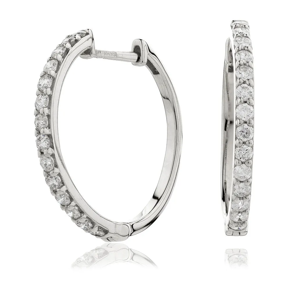 18ct White Gold 0.50ct Diamond Hoop Earrings