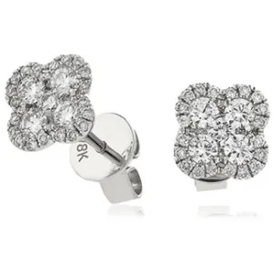 18ct White Gold 0.53ct Diamond Clover Stud Earrings