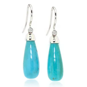 18ct White Gold Turquoise & Diamond Earrings