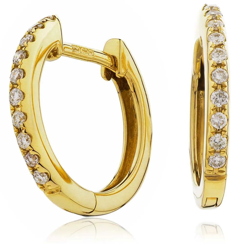 18ct Yellow Gold 0.10ct Diamond Hoop Earrings