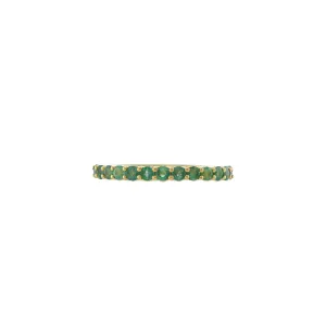 18KT Yellow Gold Prong Set Ring with Round Cut Emeralds