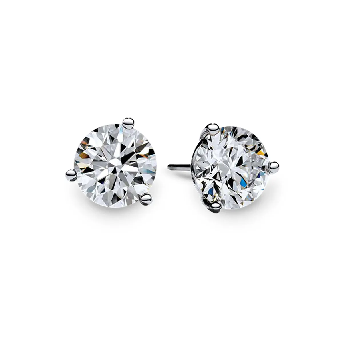 18KW FIRE & ICE 2 ROUND BRILLIANT DIAS=2.03CTS (F/VS2) AGS, OMD; 3 PRONG STUD EARRINGS