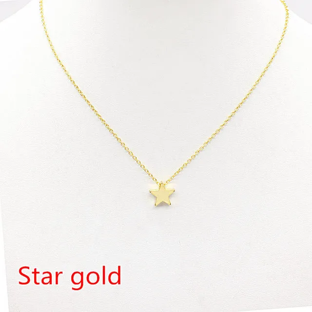 2017 New Women chocker gold Silver Chain star heart choker Necklace Jewelry collana Kolye Bijoux Collares Mujer Collier Femme