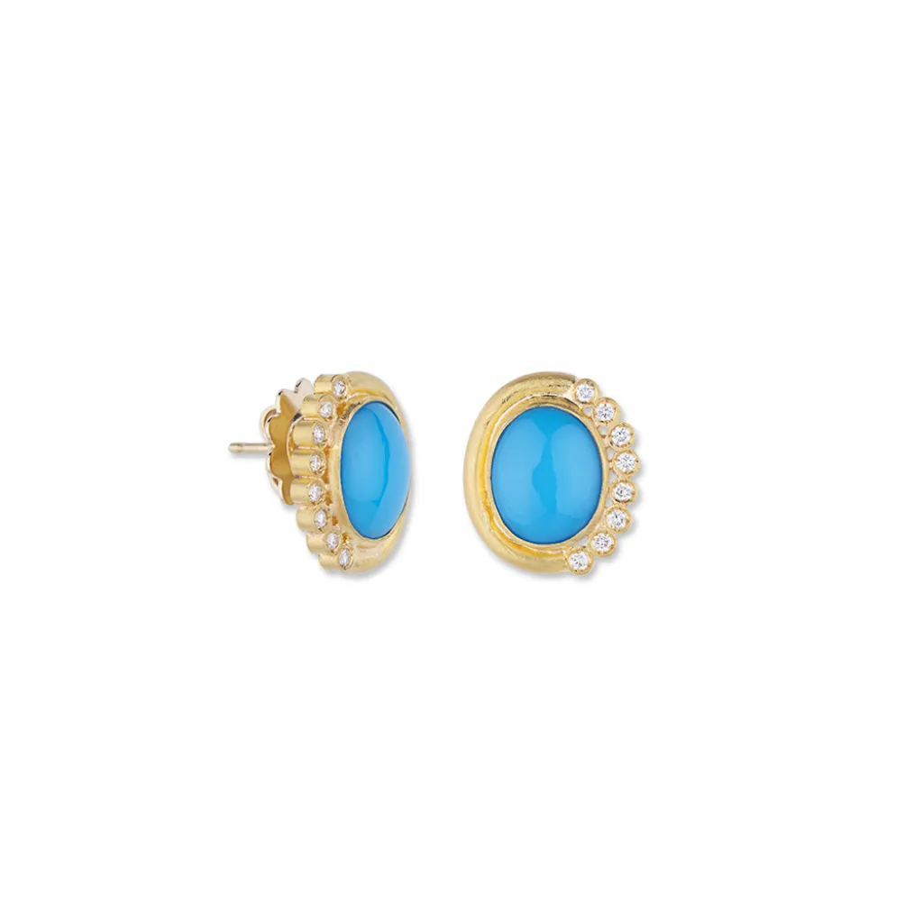 24K Turquoise and Diamond Earrings