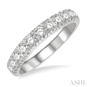 3/4 ctw 11 Stone Round Cut Diamond Wedding Band in 14K White Gold