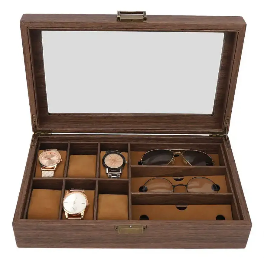 6 Slot Wooden Watches And 3 Slot Sunglasses Display Storage Box Blwl0033