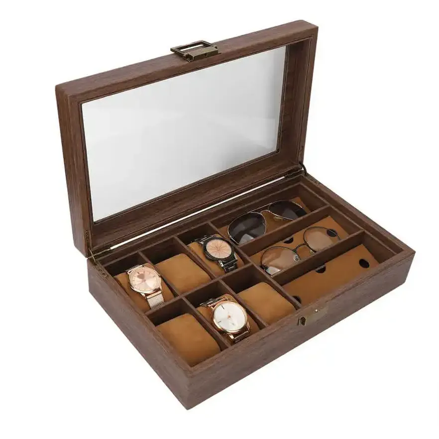 6 Slot Wooden Watches And 3 Slot Sunglasses Display Storage Box Blwl0033