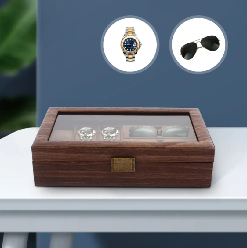 6 Slot Wooden Watches And 3 Slot Sunglasses Display Storage Box Blwl0033