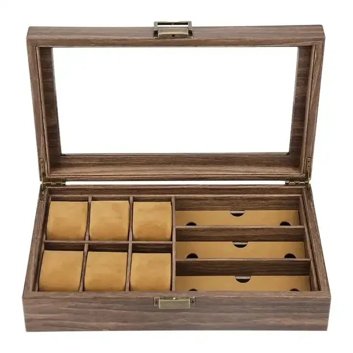 6 Slot Wooden Watches And 3 Slot Sunglasses Display Storage Box Blwl0033