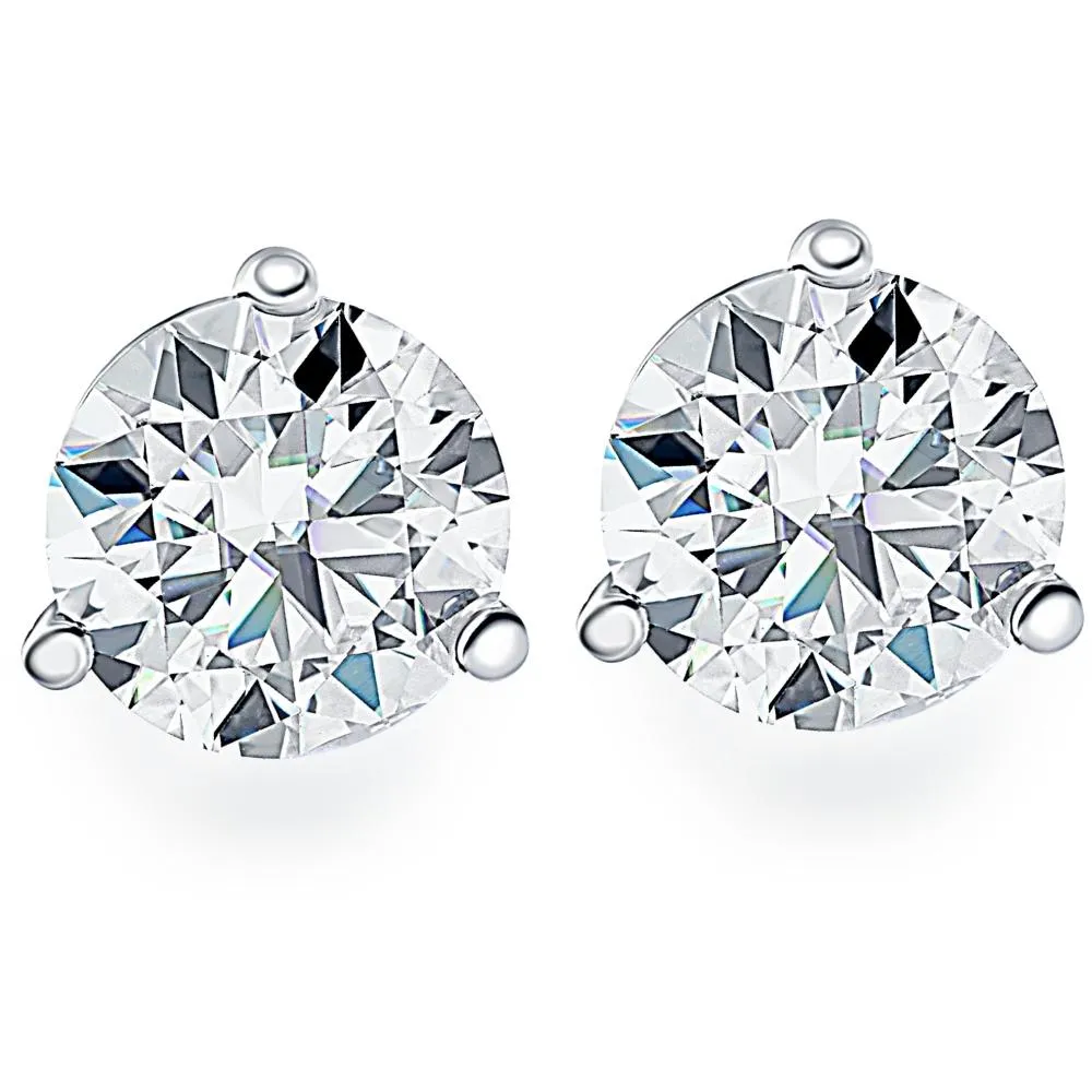 .85Ct Round Brilliant Cut Natural Quality SI1-SI2 Diamond Stud Earrings in 14K Gold Martini Setting