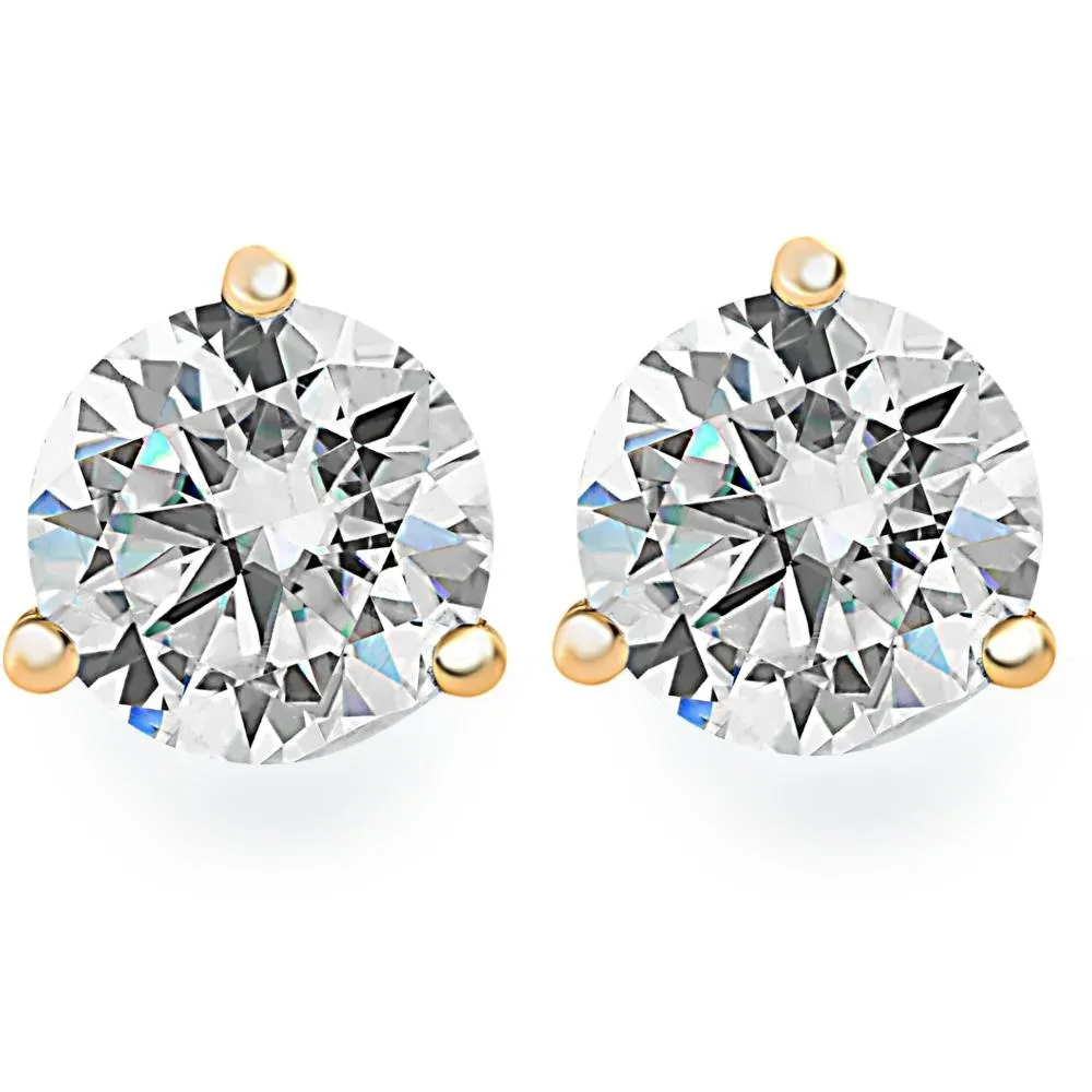 .85Ct Round Brilliant Cut Natural Quality SI1-SI2 Diamond Stud Earrings in 14K Gold Martini Setting