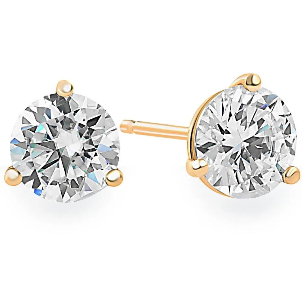 .85Ct Round Brilliant Cut Natural Quality SI1-SI2 Diamond Stud Earrings in 14K Gold Martini Setting