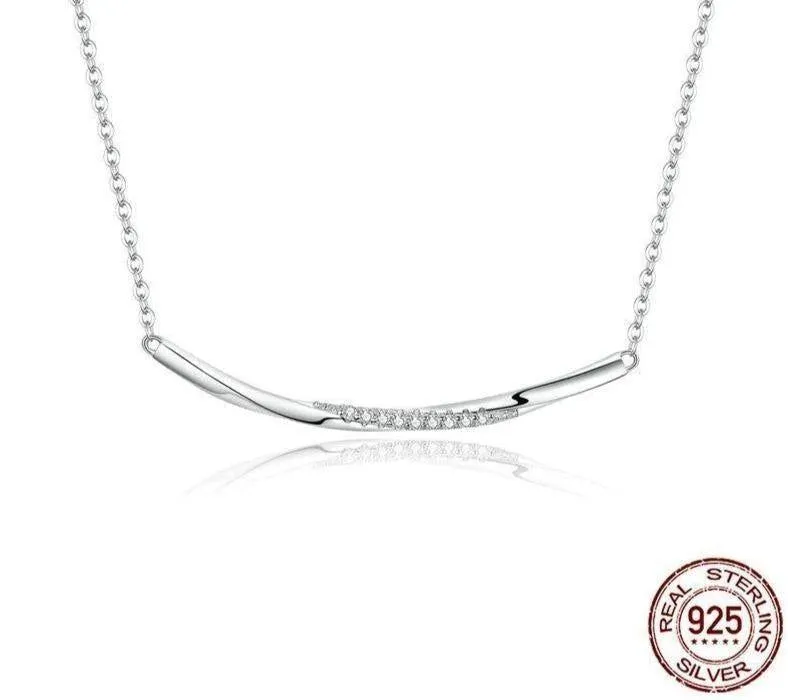 925 Sterling Silver - Necklaces Charm Jewelry - Clear Wave - BSN130