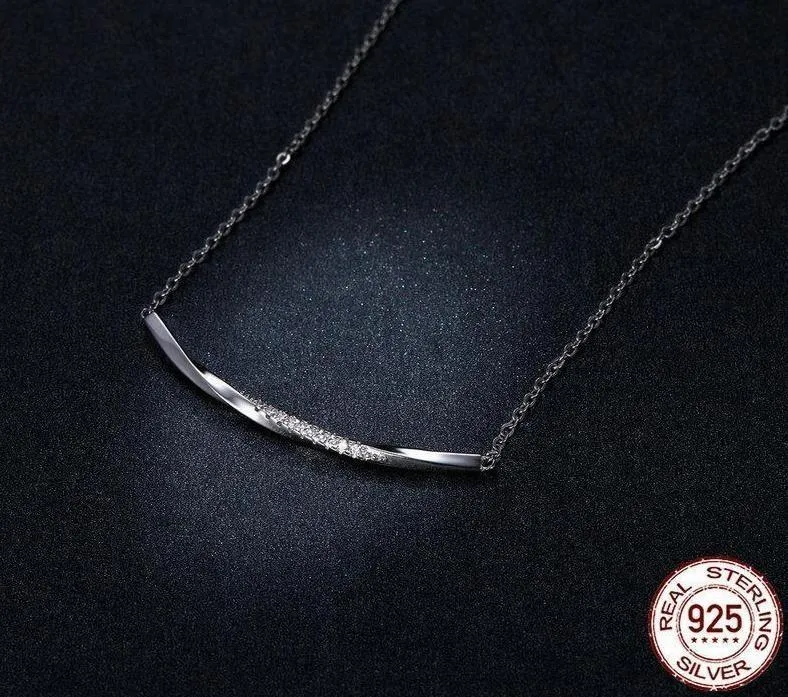 925 Sterling Silver - Necklaces Charm Jewelry - Clear Wave - BSN130