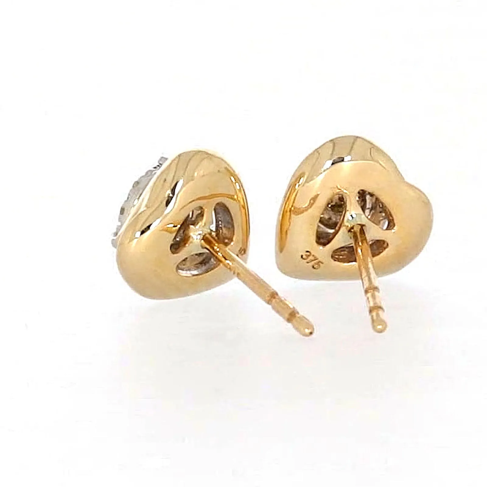 9ct Two Tone Gold Round Brilliant Cut 0.10 Carat tw of Diamonds  Stud Earrings