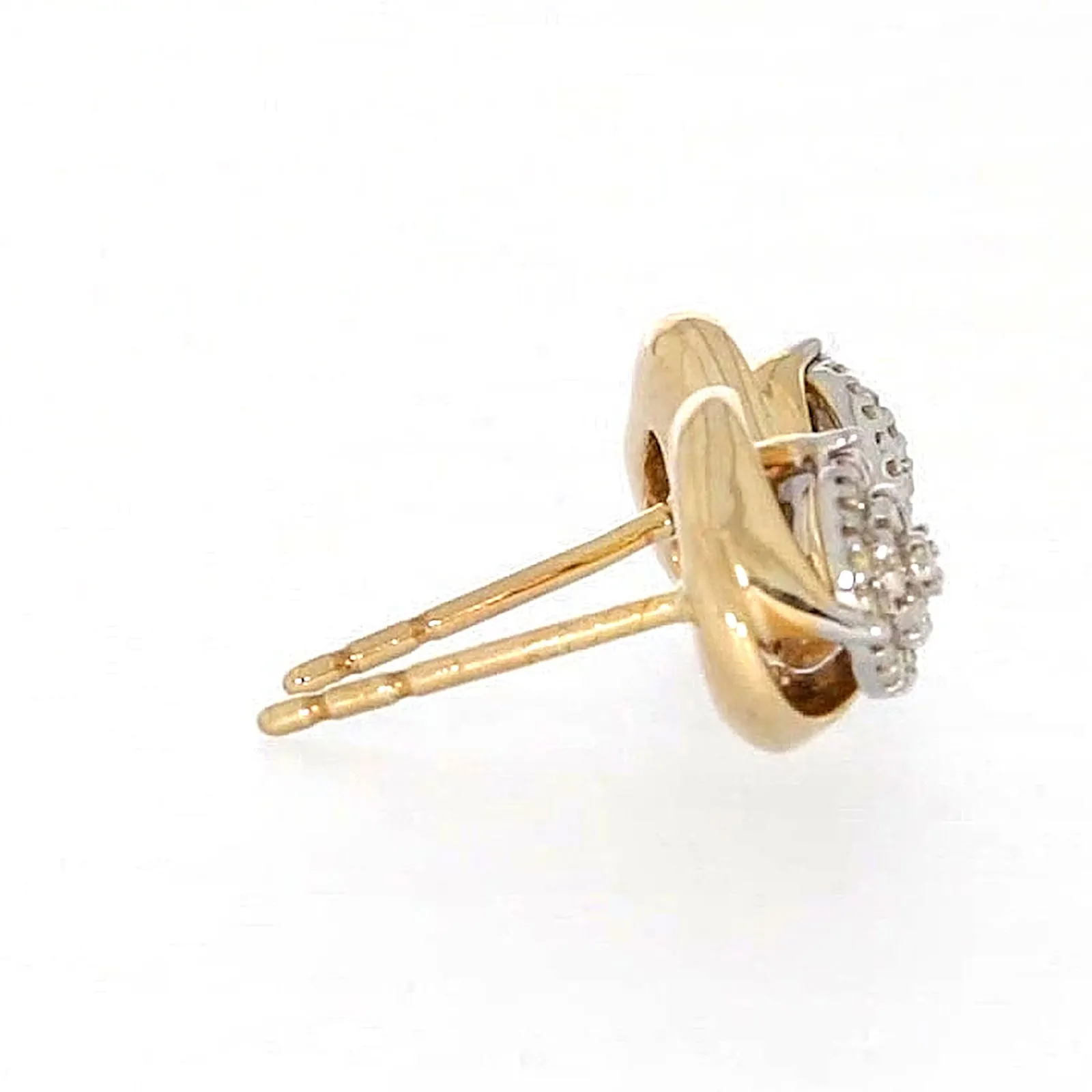 9ct Two Tone Gold Round Brilliant Cut 0.10 Carat tw of Diamonds  Stud Earrings