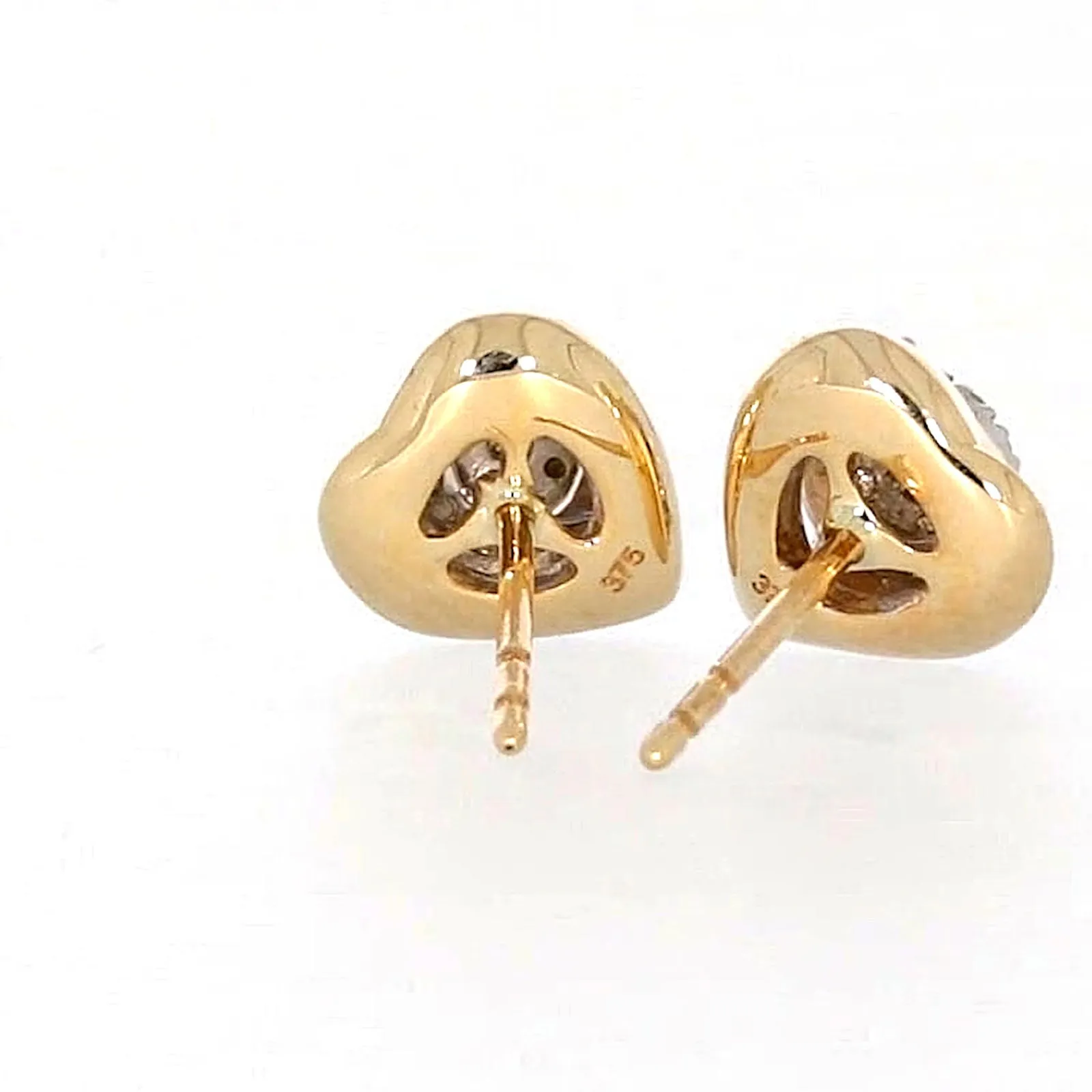 9ct Two Tone Gold Round Brilliant Cut 0.10 Carat tw of Diamonds  Stud Earrings