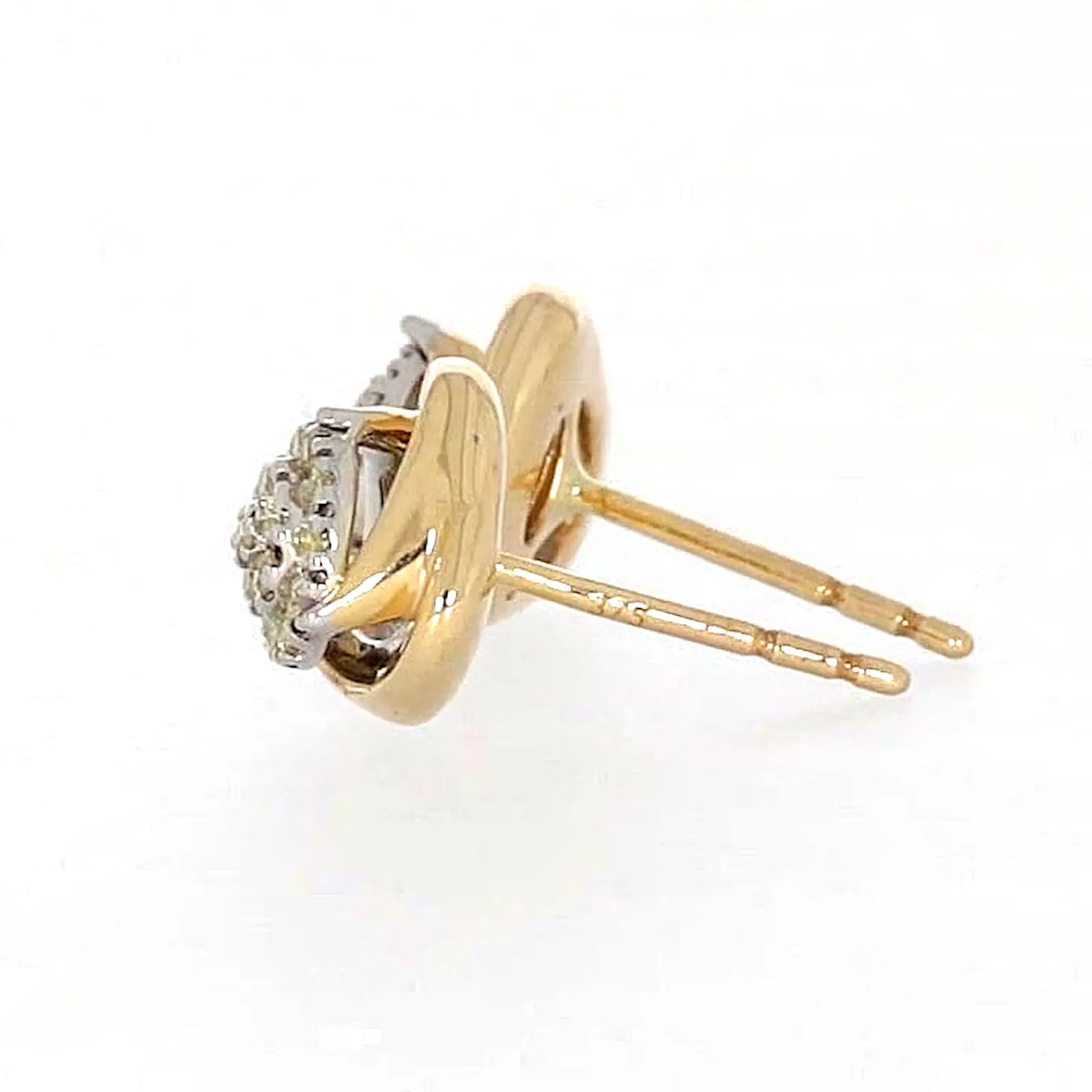 9ct Two Tone Gold Round Brilliant Cut 0.10 Carat tw of Diamonds  Stud Earrings