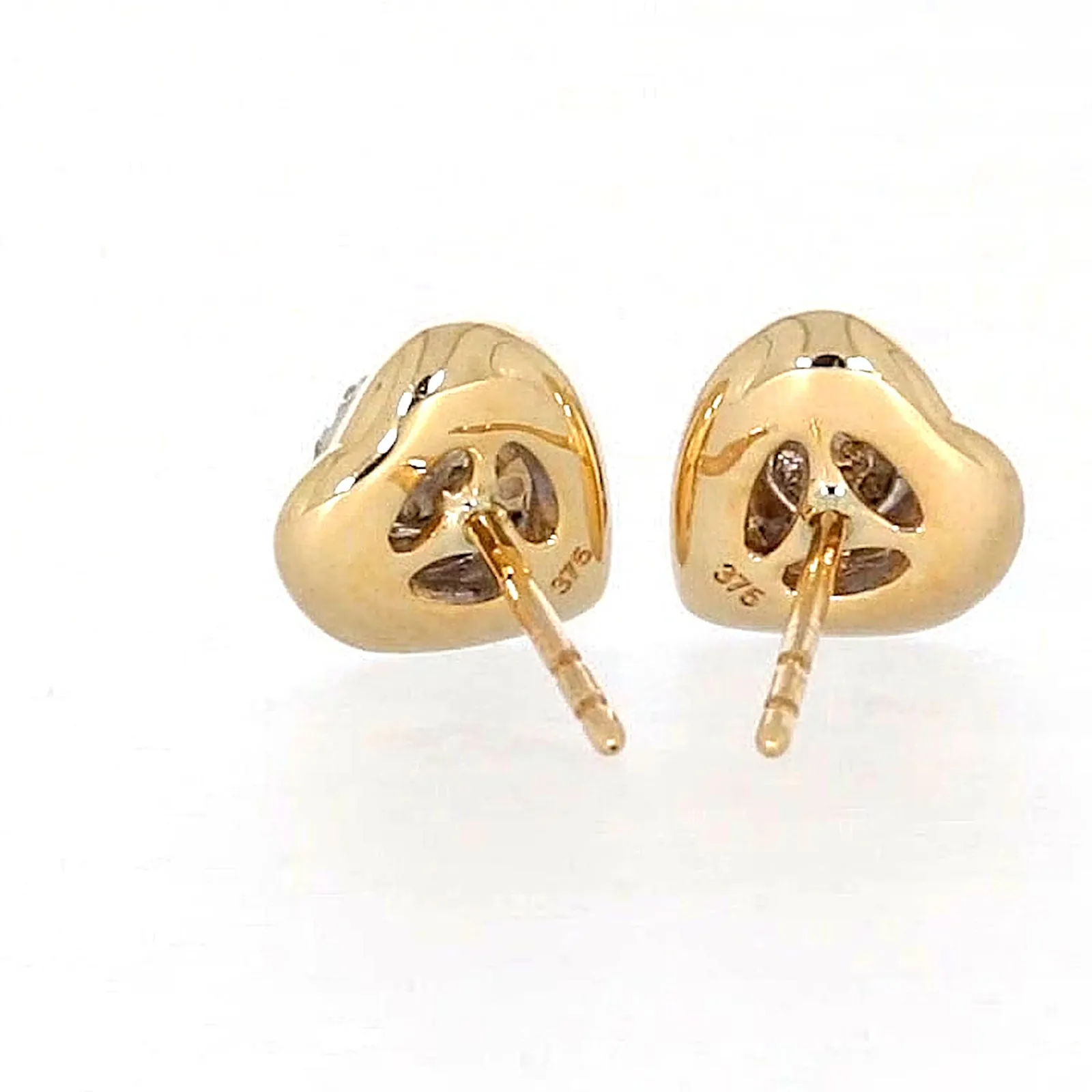 9ct Two Tone Gold Round Brilliant Cut 0.10 Carat tw of Diamonds  Stud Earrings