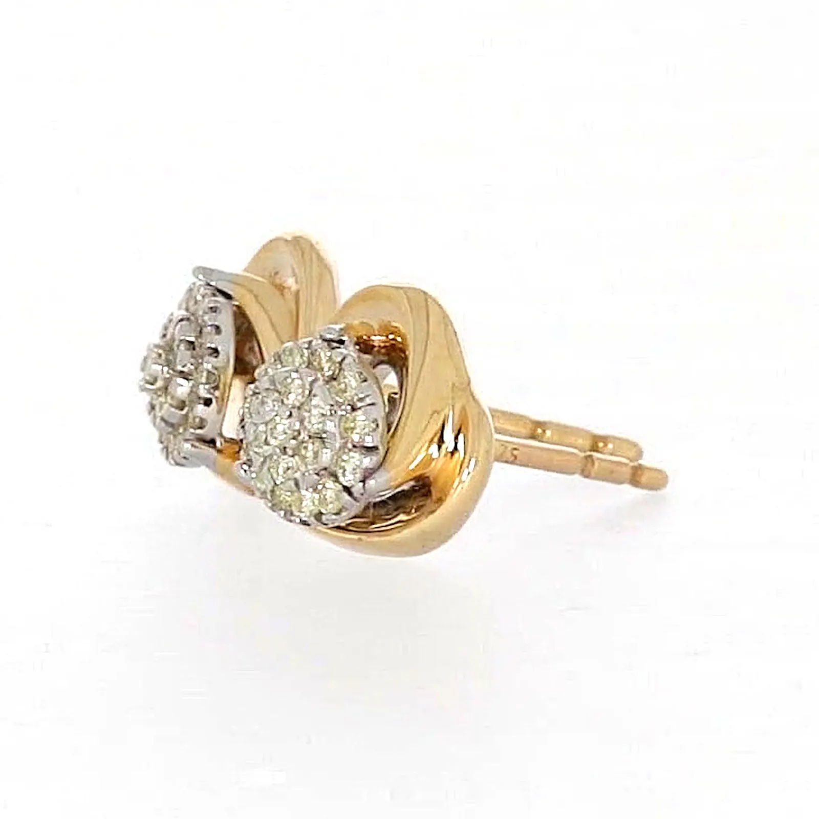 9ct Two Tone Gold Round Brilliant Cut 0.10 Carat tw of Diamonds  Stud Earrings